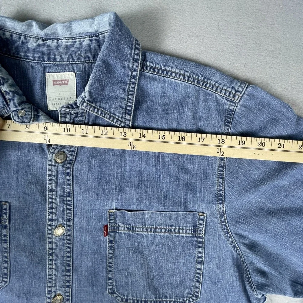 Levi's Shirt Mens L Blue Denim Button Up Long Sleeve Workwear Casual Cotton